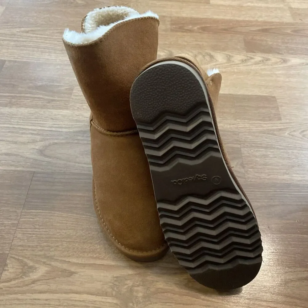 Style & Co Teenyy suede winter Booties Chestnut Faux Fur Lined Boots sz 9 New